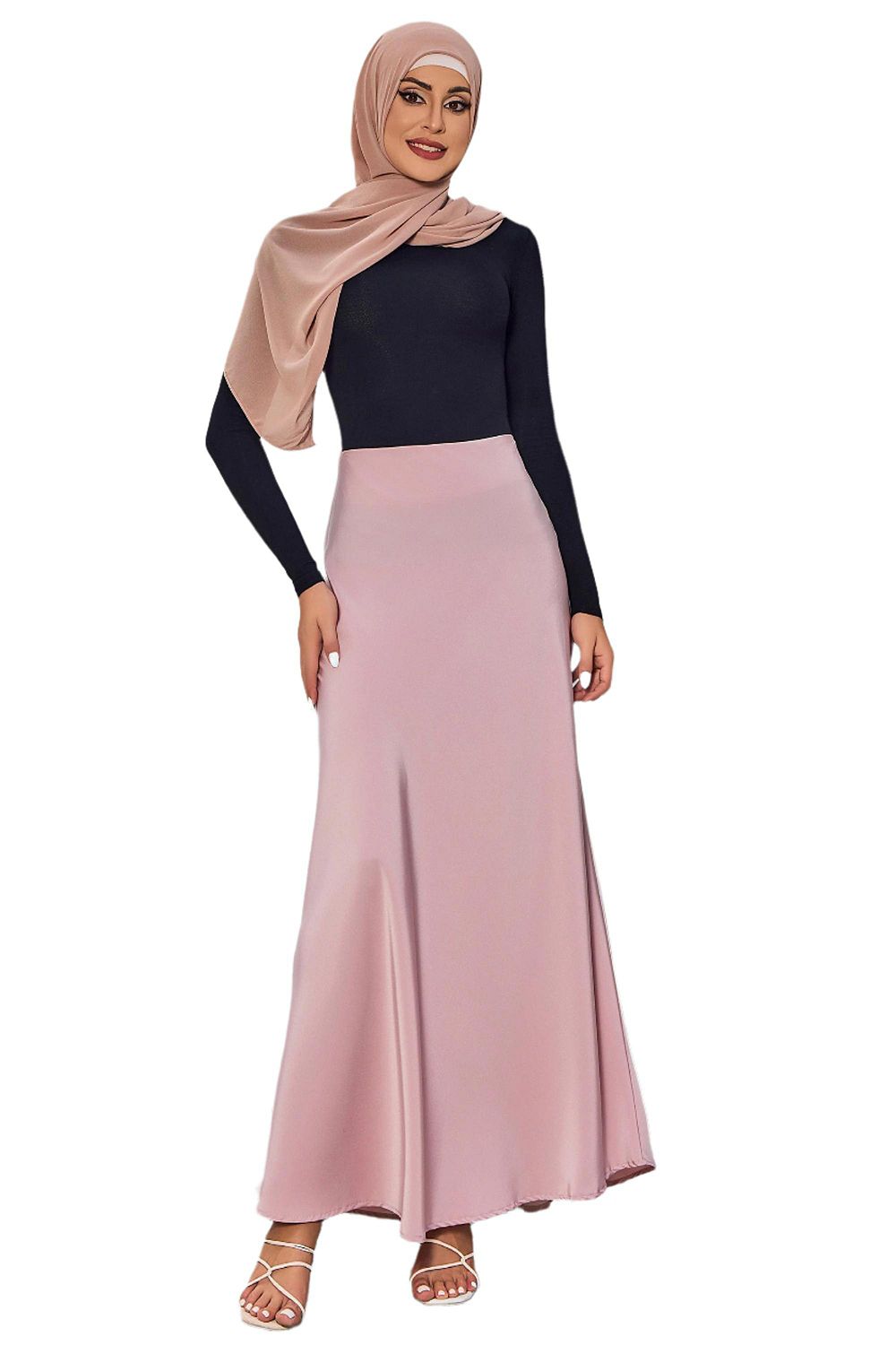 Urban Modesty Women's Black Satin Skirt
