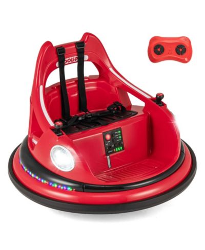 Costway 12V Electric Ride On Bumper Car with Remote Control & LED Lights, 66 lbs Capacity, Ages 3+