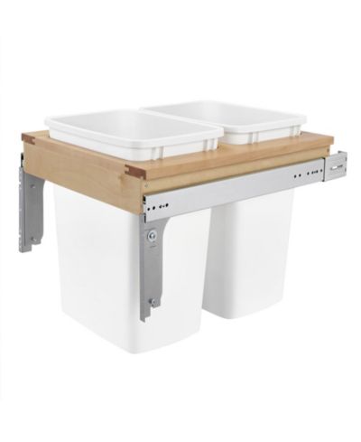 Rev-A-Shelf Double Pullout Top Mount Trash Can 35 qt., White, 4WCTM-21DM2
