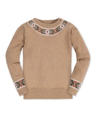 Hope & Henry Детский органический свитер с длинным рукавом и отделкой Intarsia Crew Neck