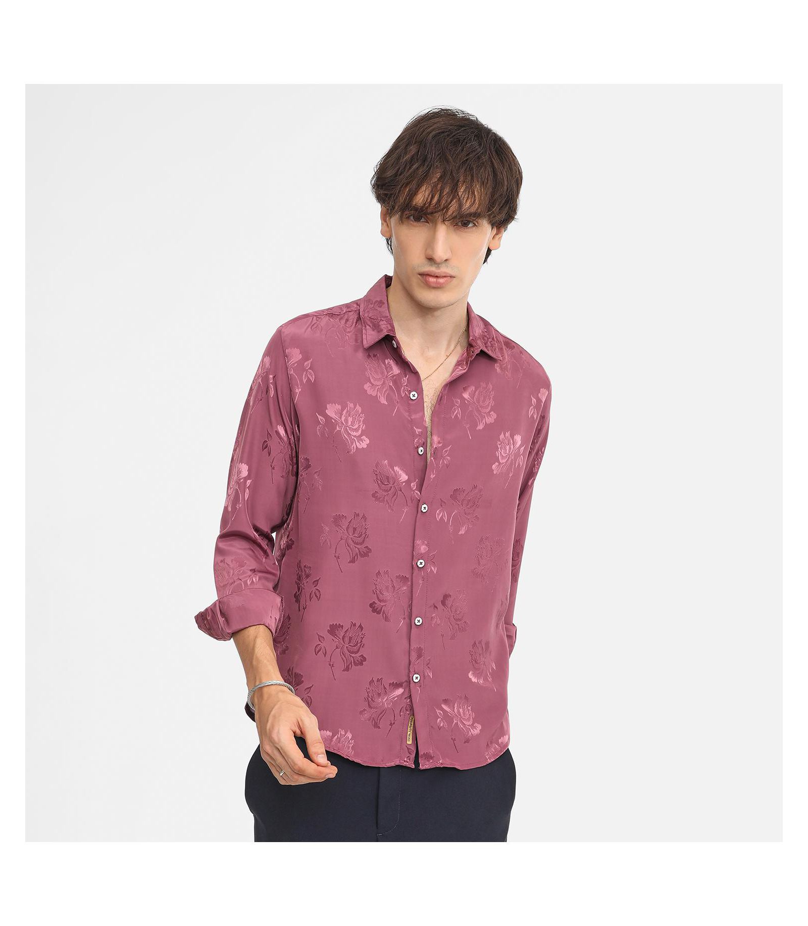 Мужская рубашка Campus Sutra Rouge Pink Self-Design Floral