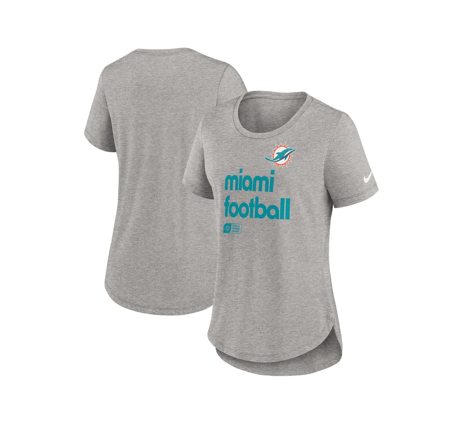 Nike Women's Heather Gray Miami Dolphins Team Shout-Out Tri-Blend T-Shirt
