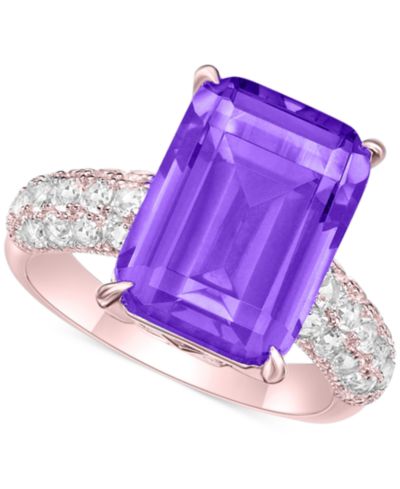 Amethyst (8 ct. t.w.) & White Topaz (1/3 ct. t.w.) Statement Ring in Rose Gold-Plated Sterling Silver (Also in Sky Blue Topaz, Pink Amethyst, & Onyx)