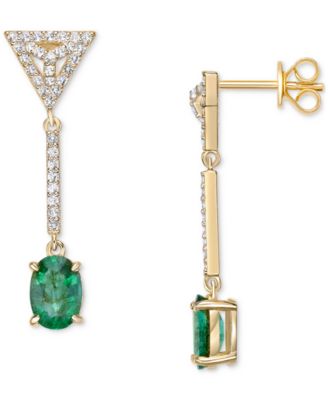 Emerald (2 ct. t.w.) & White Topaz (1/3 ct. t.w.) Linear Drop Earrings (Also in Ruby & Sapphire)