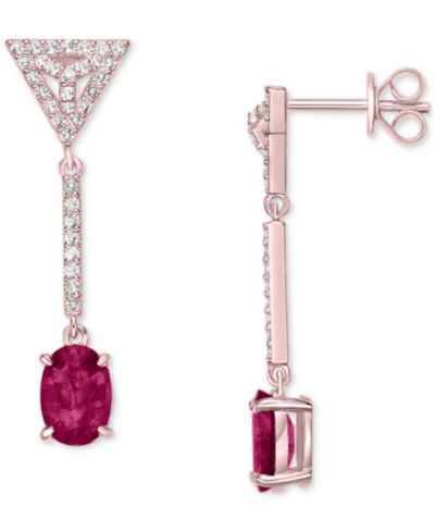 Серьги-подвески с изумрудом (2 ct. t.w.) и белым топазом (1/3 ct. t.w.)
