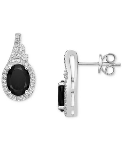 Серьги-гвоздики с изумрудом (3 ct. t.w.) и белым сапфиром (5/8 ct. t.w.) в 10k Gold-Plated Sterling Silver