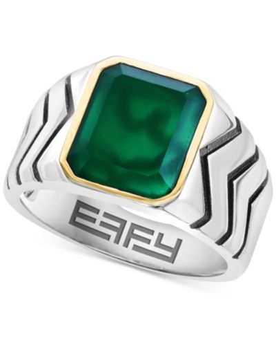 EFFY® Men's Green Onyx (3-3/4 ct. t.w.) Statement Ring in 14k Gold Over Sterling Silver & Sterling Silver