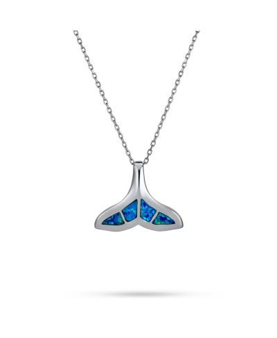 Подвеска-рыба Bling Jewelry Nautical Blue Inlay с опалом и хвостом кита, 925 Sterling Silver