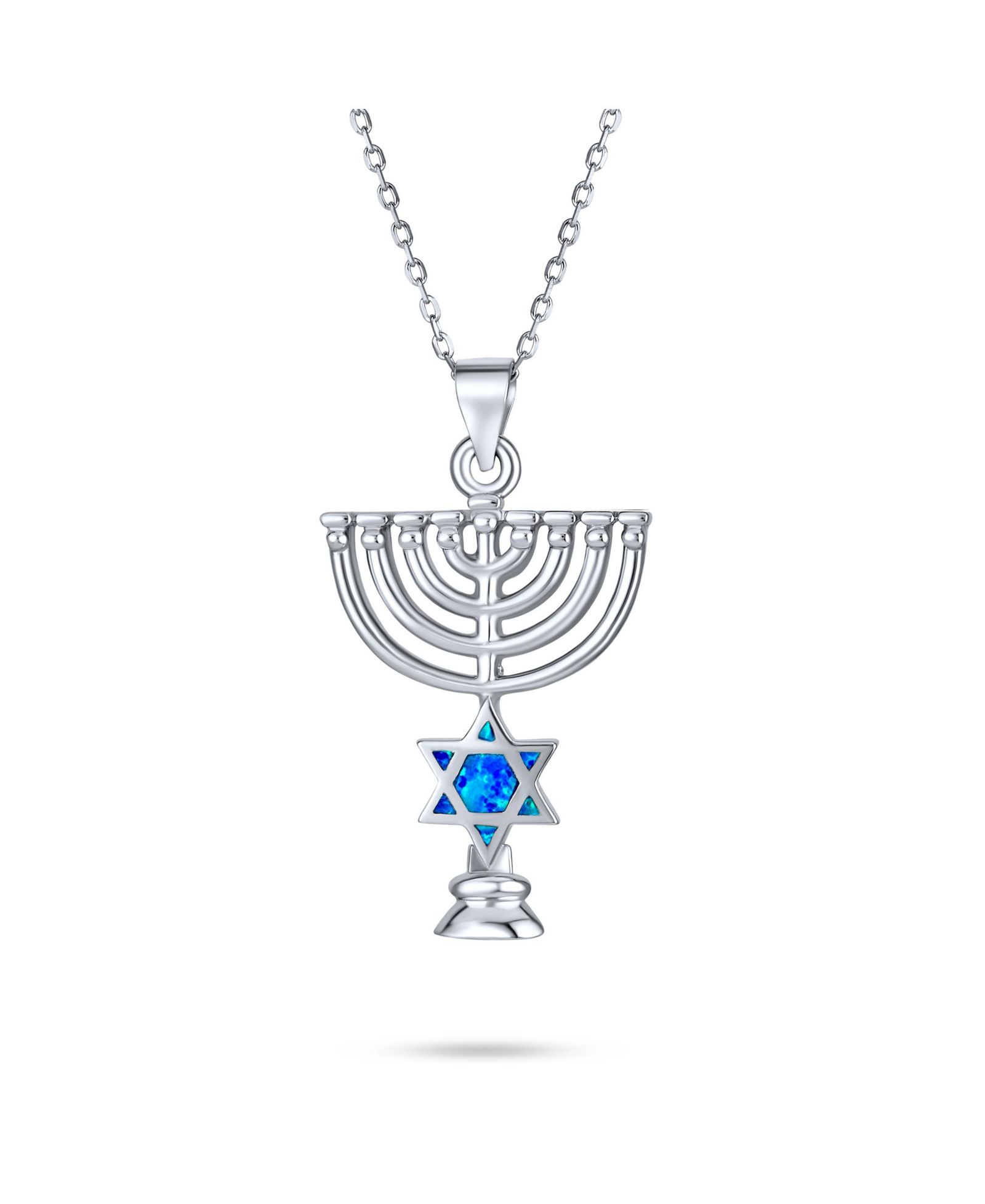 Bling Jewelry Created Opal Star of David Menorah Pendant Necklace