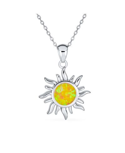 Подвеска-кулон Bling Jewelry Fire Opal Sunshine Star Sunburst из стерлингового серебра