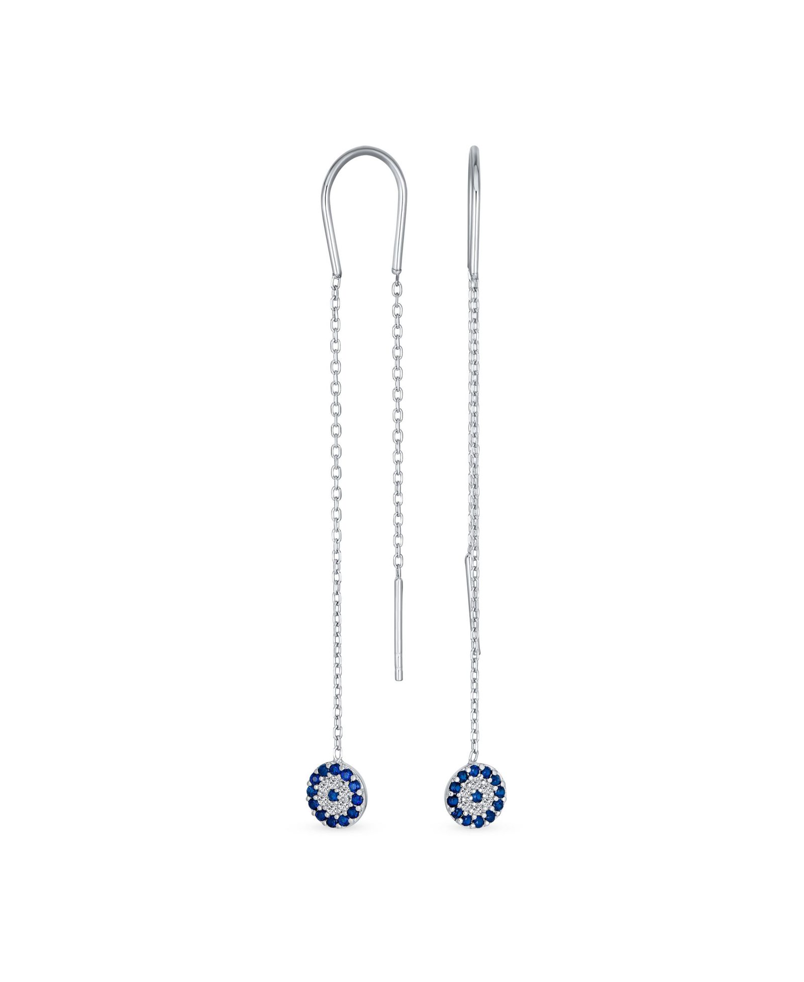 Bling Jewelry серьги-протяжки с синим CZ Evil Eye