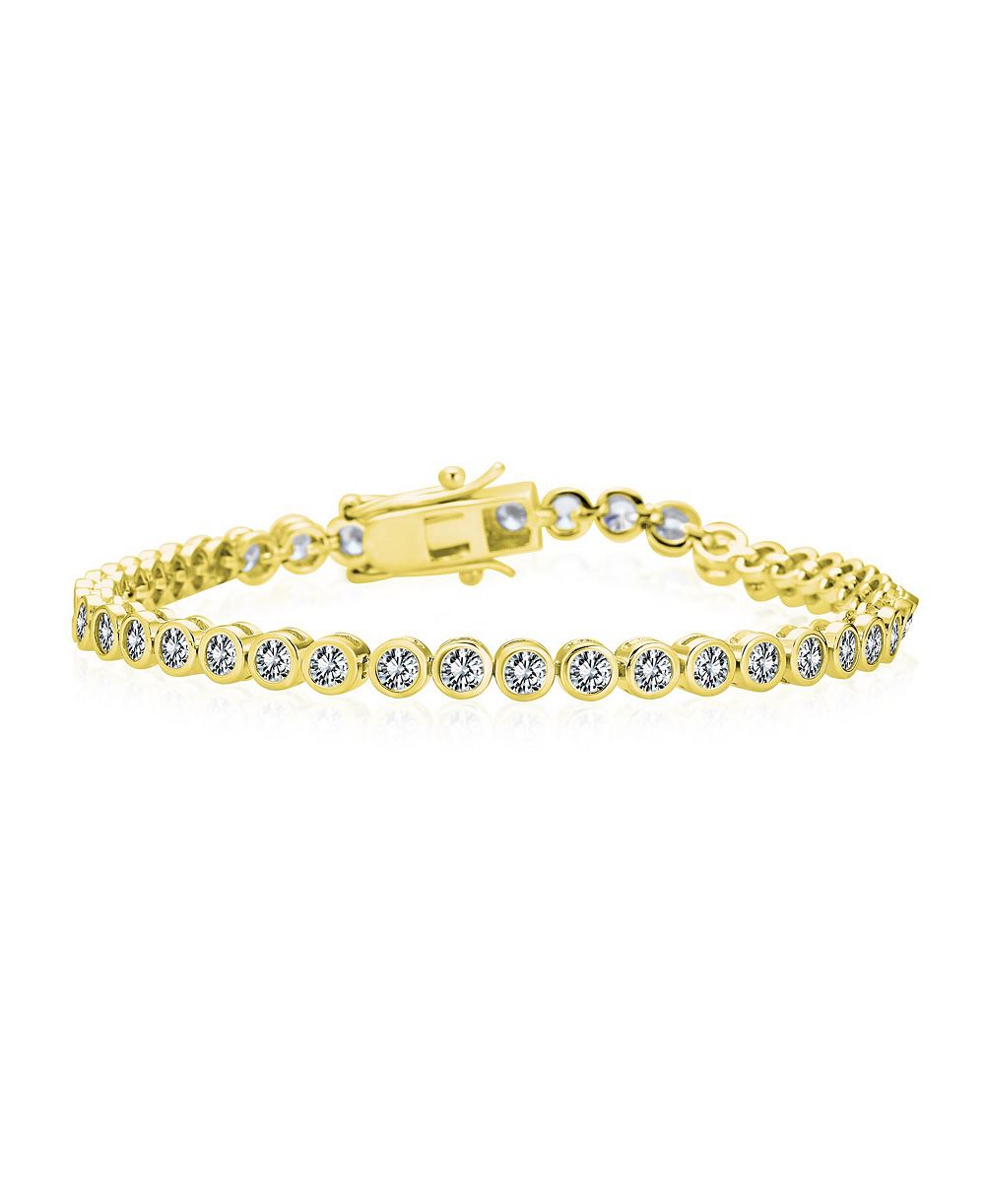 Браслет Bling Jewelry Black White CZ Bubble Bezel Tennis Bracelet Gold Plated Sterling Silver