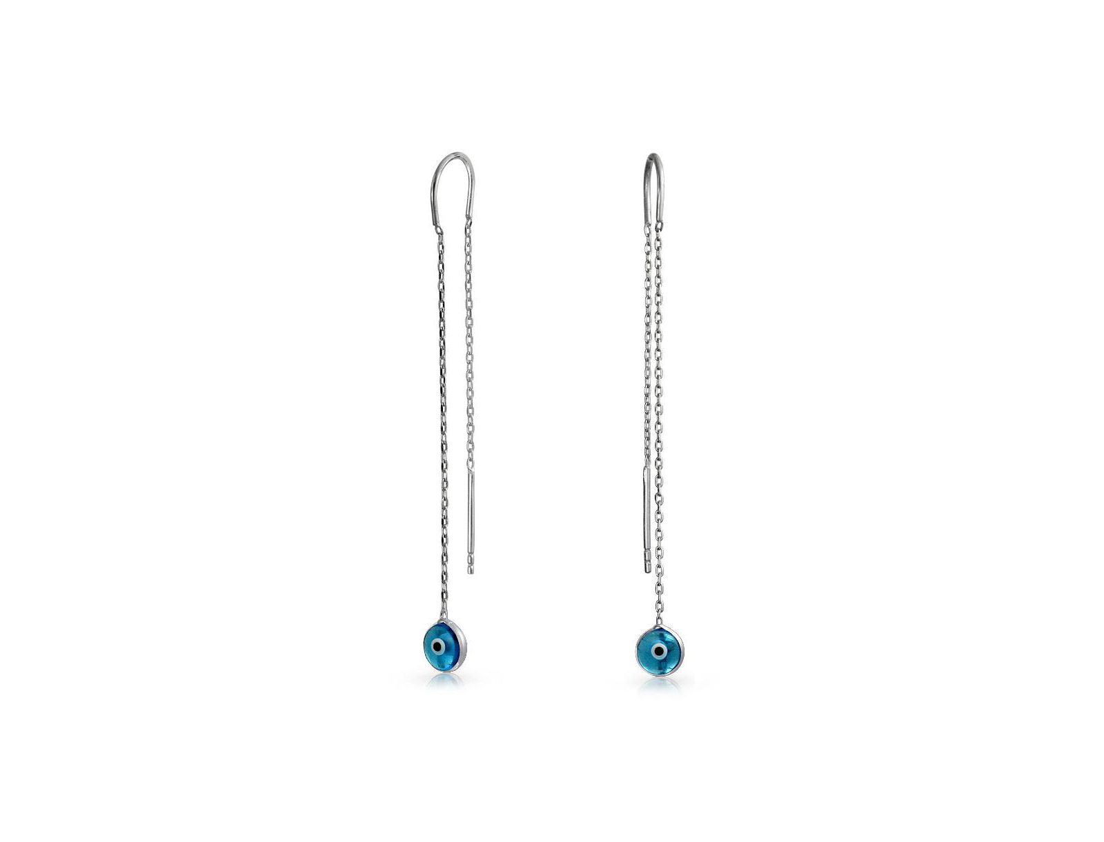 Bling Jewelry серебряные серьги-протяжки с синим глазом Назар из муранского стекла