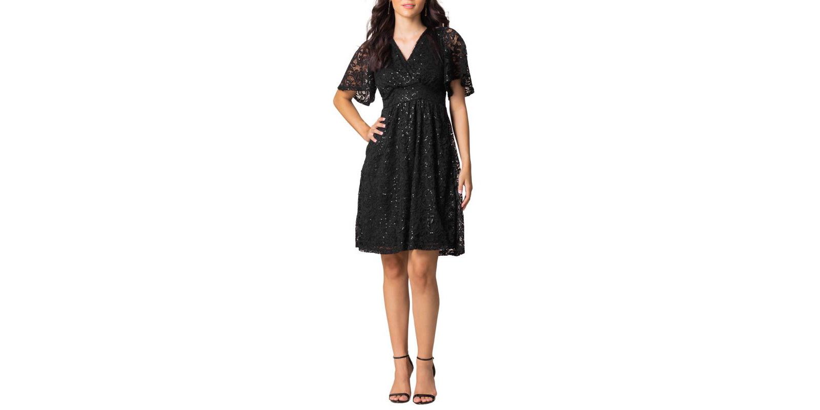 Женское коктейльное платье Kiyonna Starry Sequin Lace V-Neck с карманами