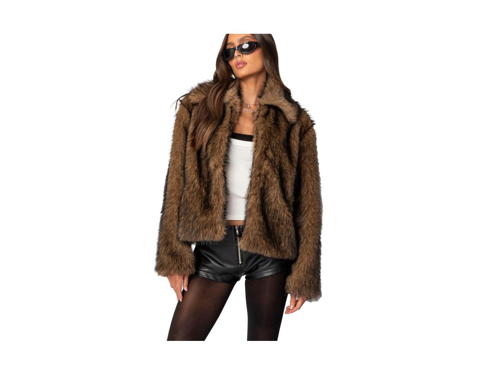 Edikted Women's Mob Wife Faux Fur Jacket
