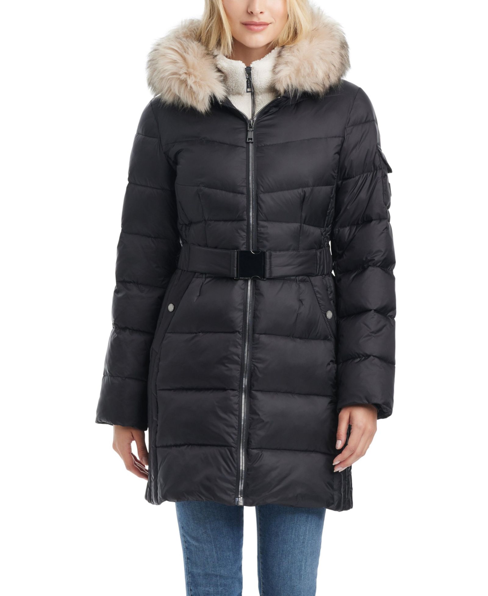 Vince Camuto Women's Mid-Length Fitted Puffer Coat