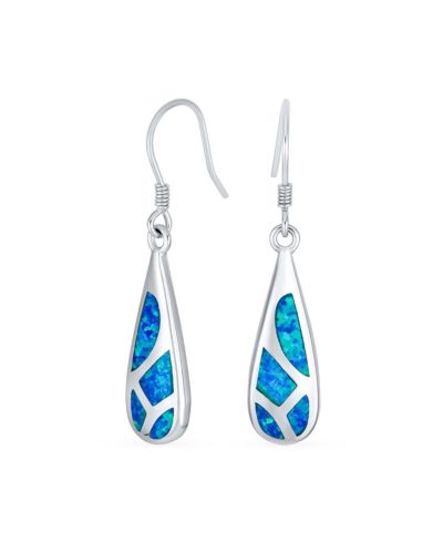 Серьги Bling Jewelry Boho Long Linear Iridescent Rainbow White Created Opal Teardrop Bar Shaped Dangle, Rose Gold.925 Sterling Silver