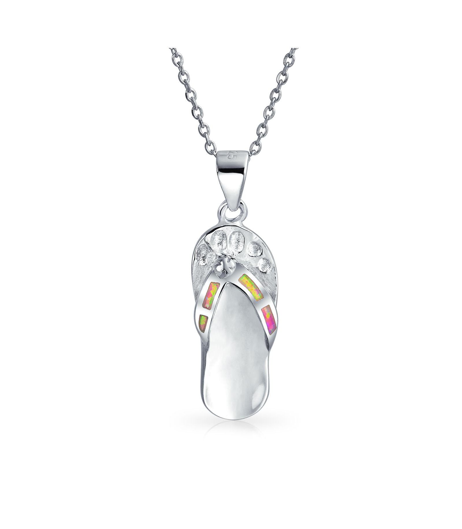 Подвеска-ожерелье Bling Jewelry с радужным опалом в виде шлепанцев, серебро 925 пробы