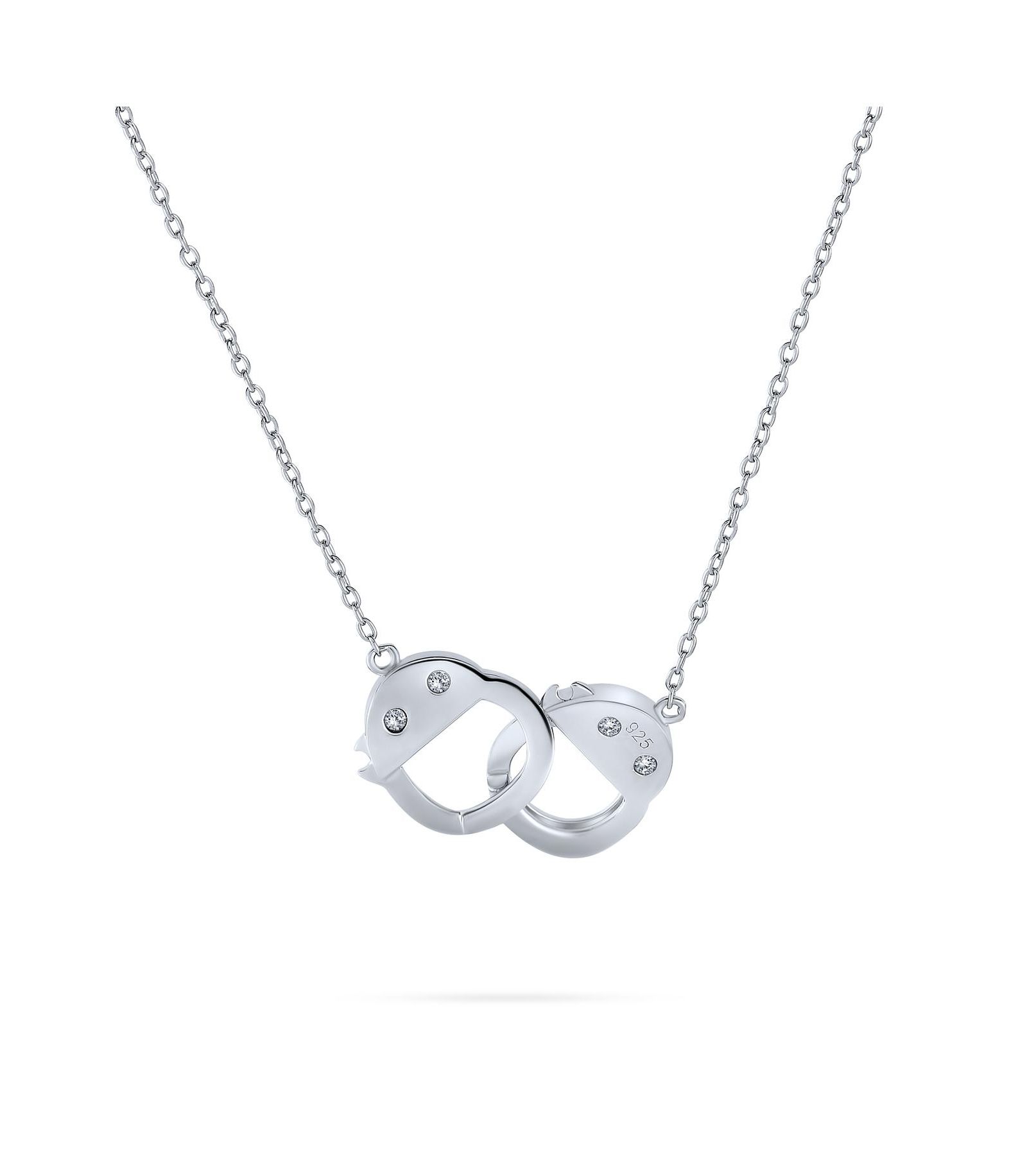 Подвеска Bling Jewelry Romantic Delicate Working Lock CZ Accent Handcuff .925 Sterling