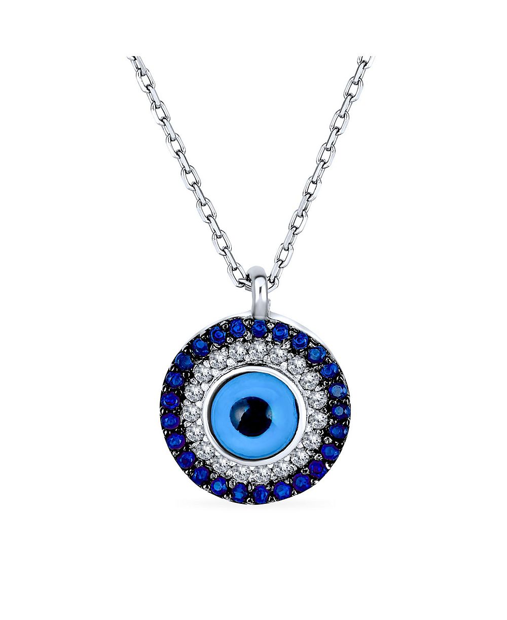 Bling Jewelry подвеска-амулет Evil Eye из серебра.925, синий паве CZ