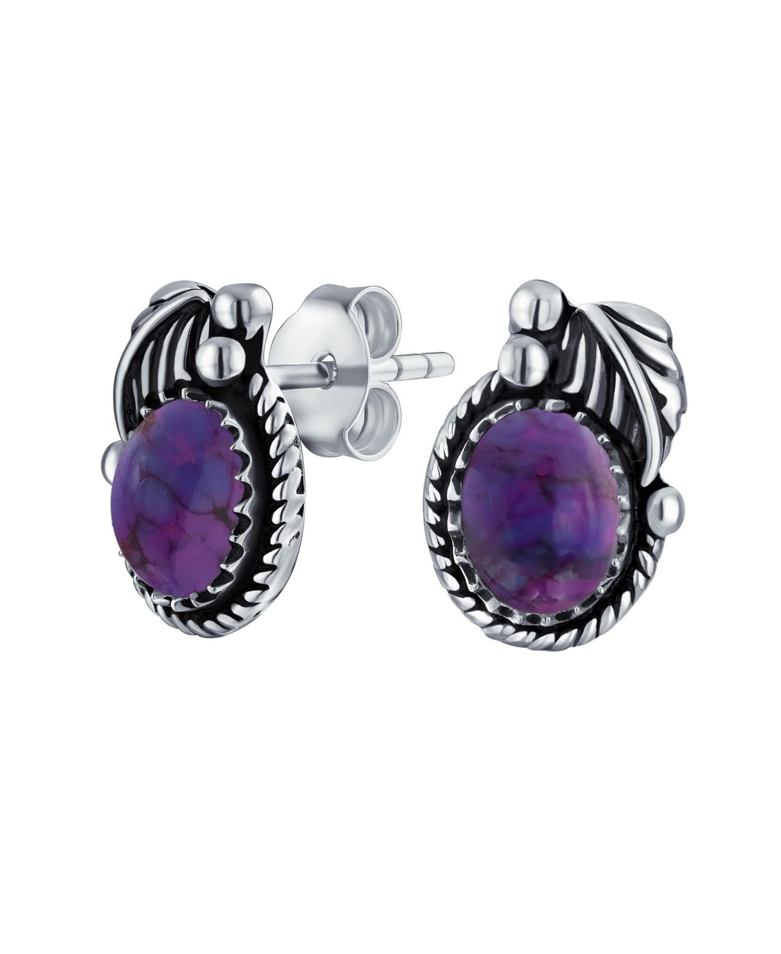 Bling Jewelry Coral Oval Stud Earrings Sterling Silver