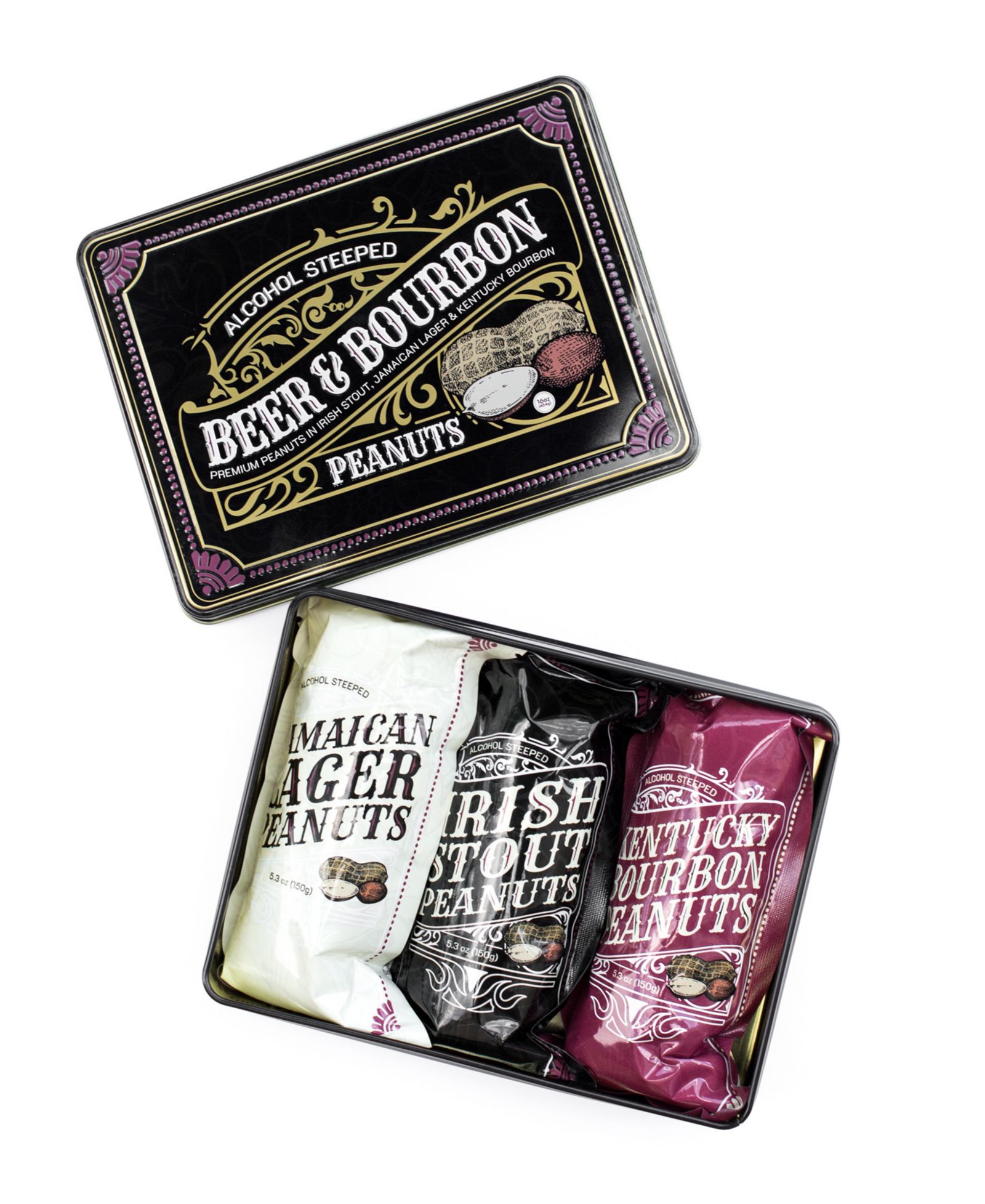 Sugar Plum Chocolates Beer Bourbon Liquor Peanuts Gift Tin, 16 oz.