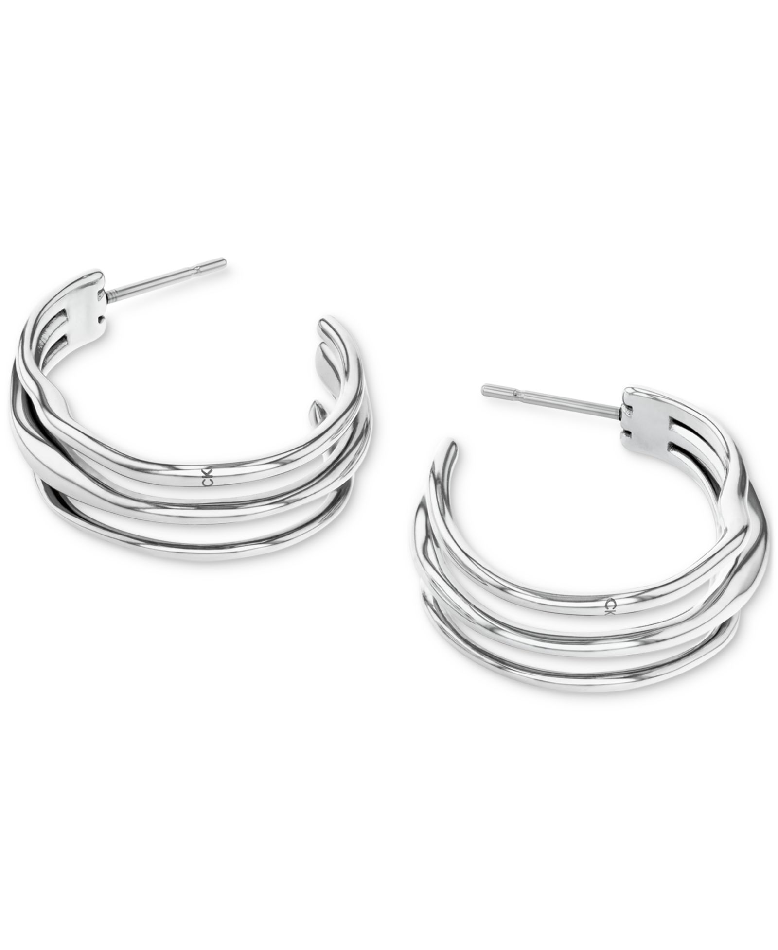 Calvin Klein Medium Wavy Triple-Row C-Hoop Earrings, 1.04"