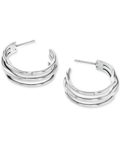 Calvin Klein серьги-кольца с тройным рядом волнистых звеньев, 1.04"