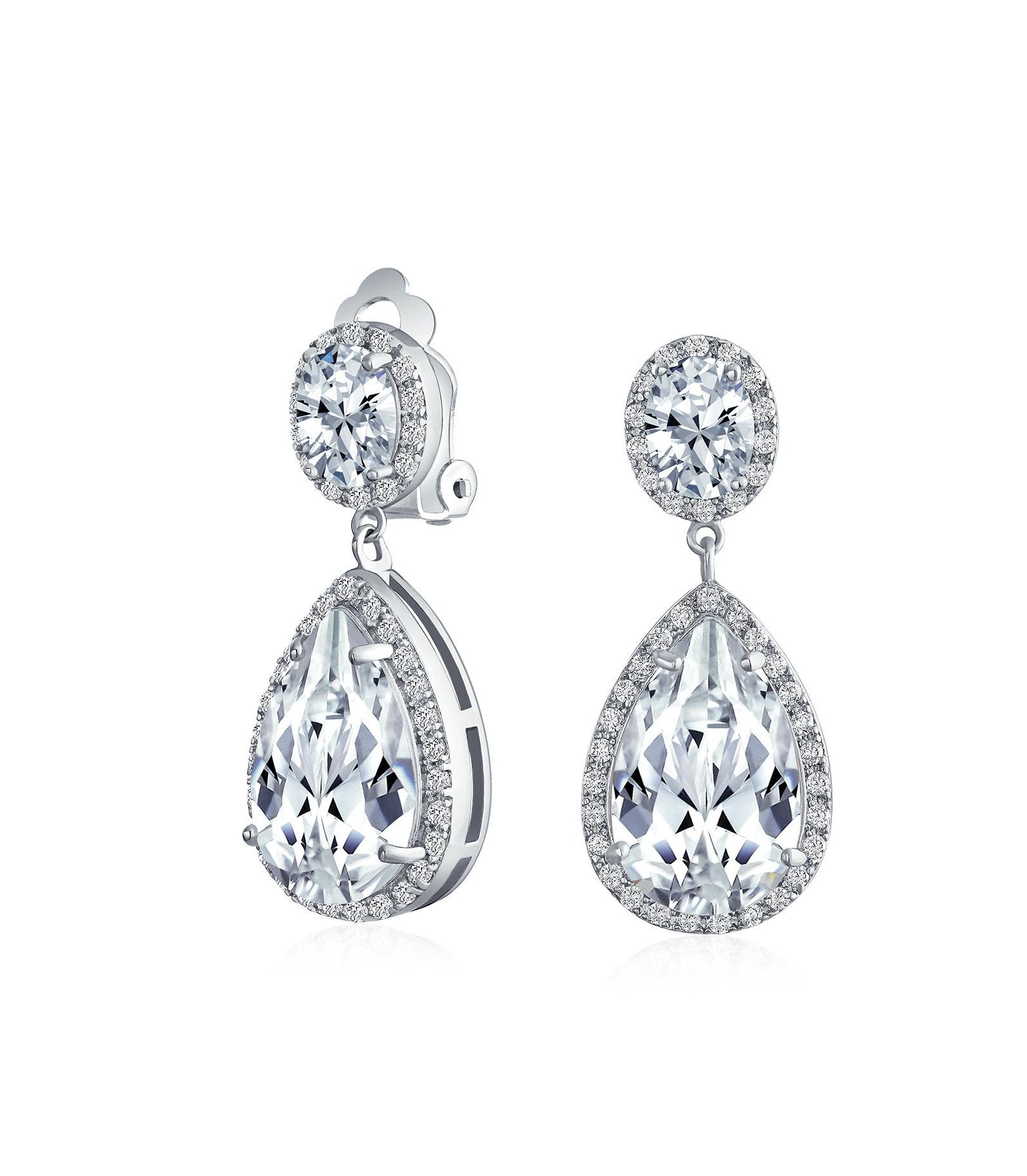 Bling Jewelry серьги-клипсы с кубическим цирконием и позолотой 14K