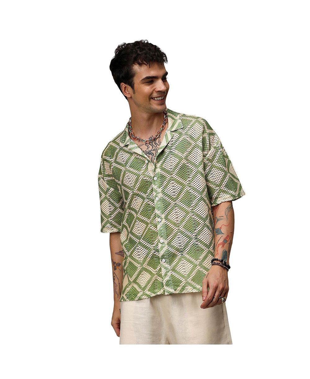 Мужская рубашка Campus Sutra Geometric Block Oversized