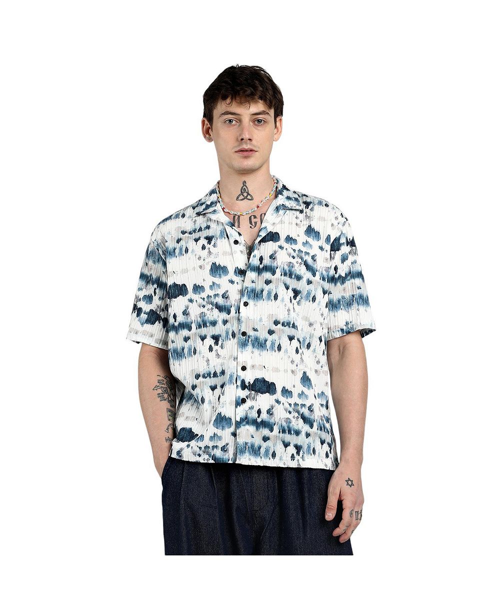Cahoot Men's Campus Sutra Geometric Block Oversized Shirt