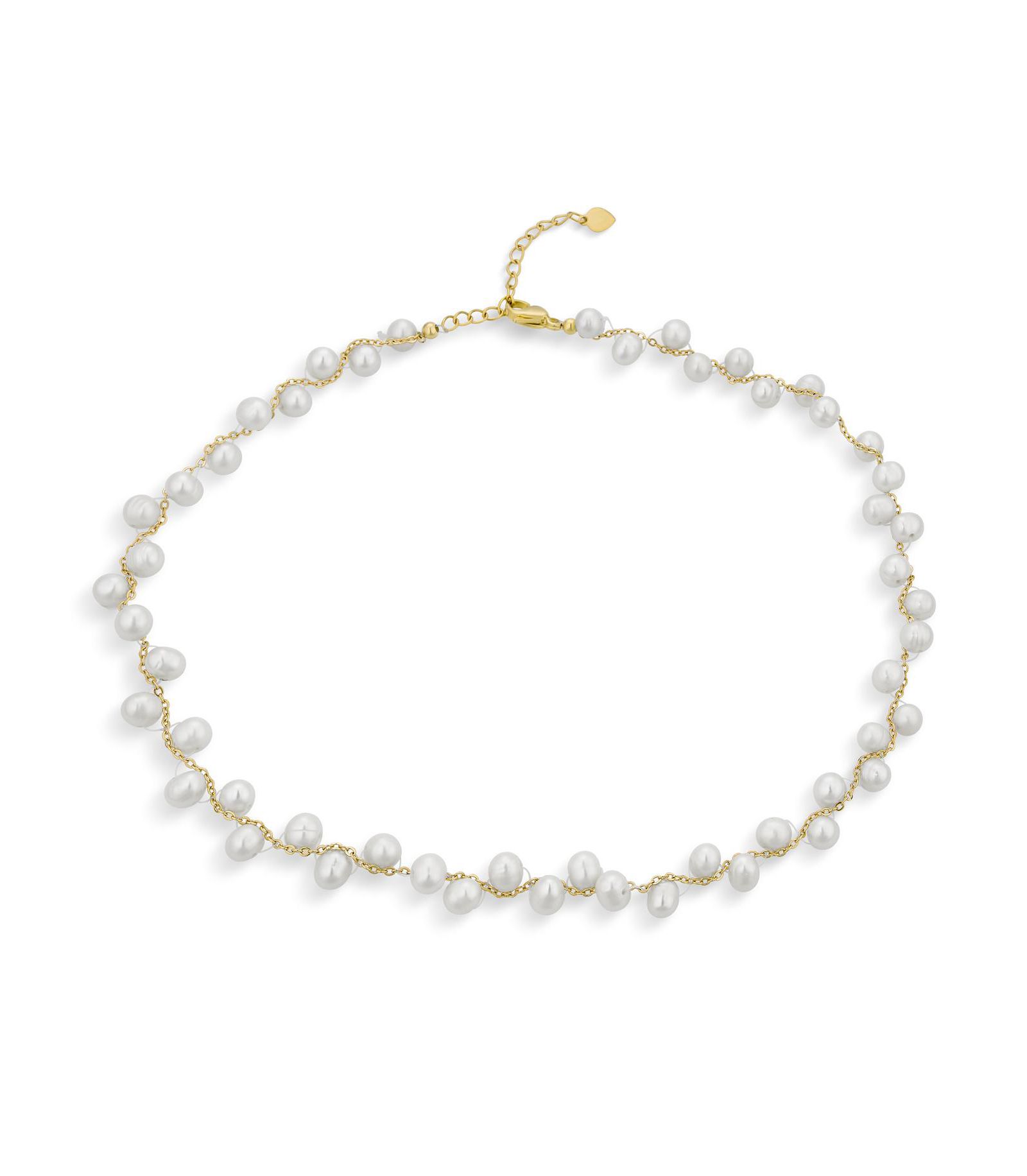 Bling Jewelry White Freshwater Cultured Baroque Pearl Strand Choker Necklace