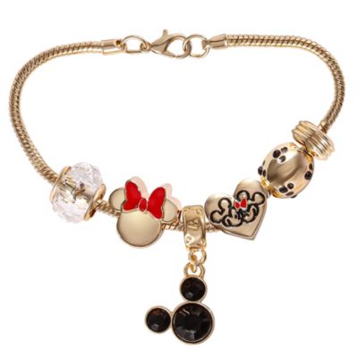 Disney Minnie Mouse Charm Bracelet с бусинами Heart, Bow и Crystal