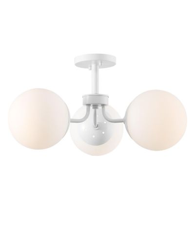 Olivier 3-Light Bohemian Farmhouse Iron/Frosted Glass LED Semi Flush Mount