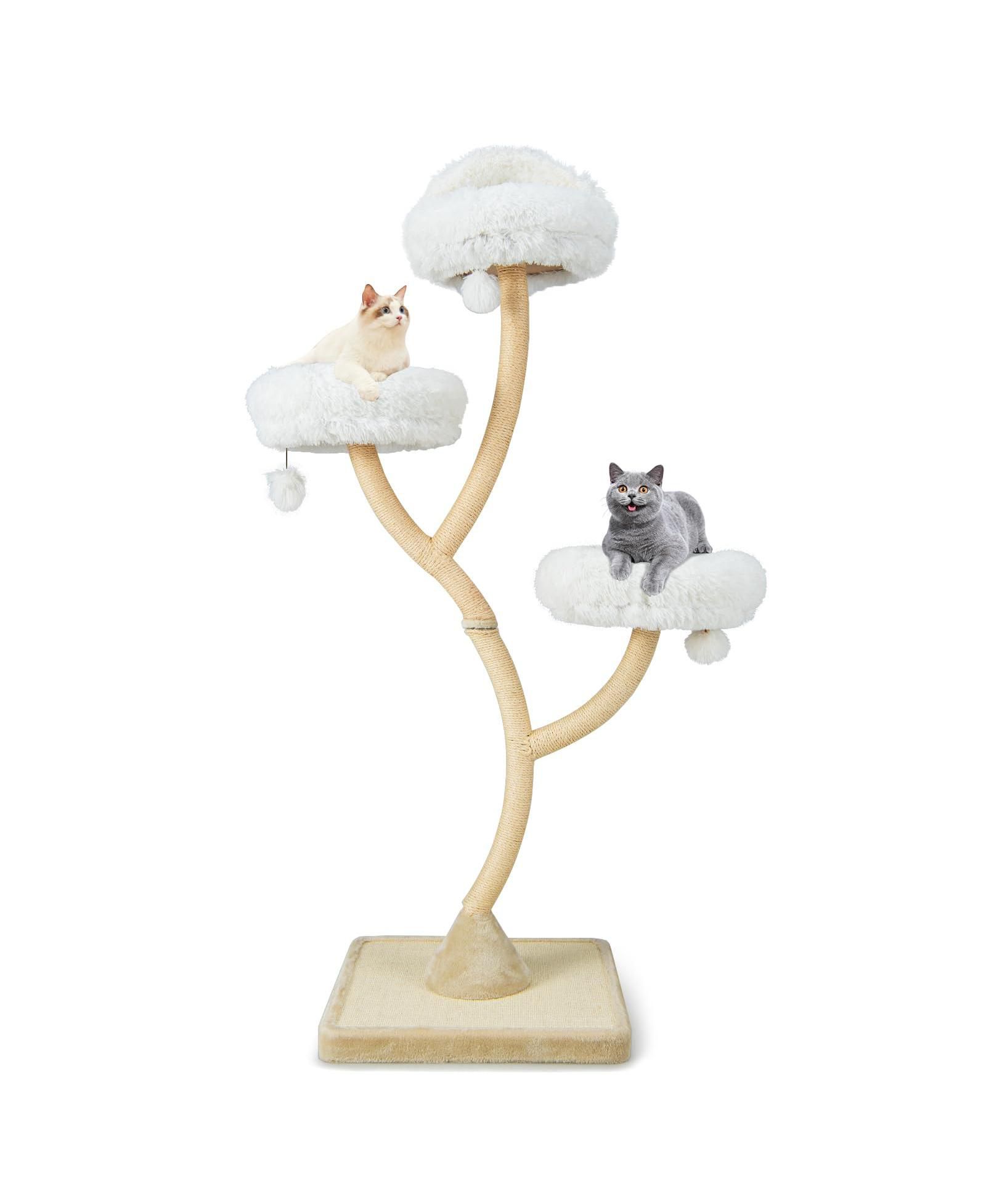 70 Inch Tall Cat Tree 4-Layer Tower with 3 Plush Perches Sisal Scratching Posts and Dangling Balls