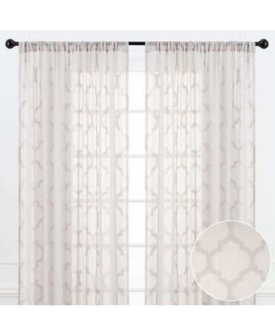 Quatrefoil sheer taupe