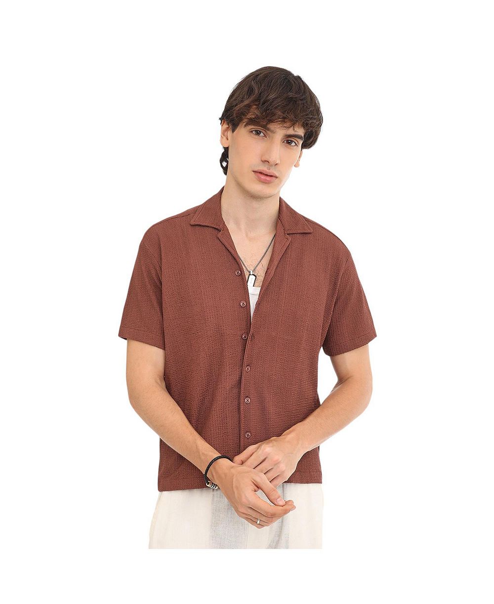 Мужская рубашка Campus Sutra Chocolate Brown Micro Zig-Zag