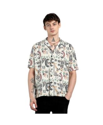 Cahoot Men's Campus Sutra Chevron-Striped Oversized Shirt