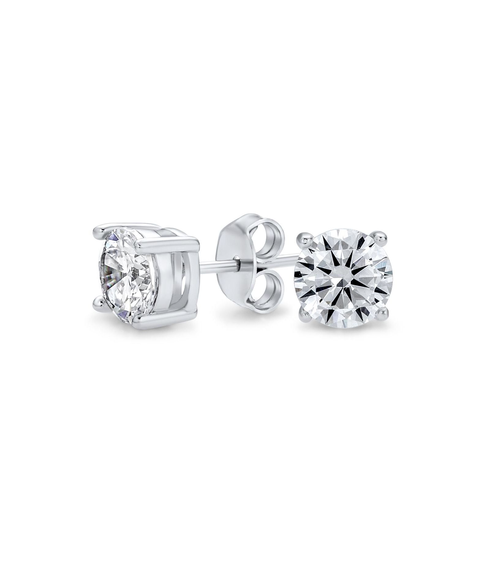 Серьги-гвоздики Bling Jewelry Round Solitaire.925 Sterling Silver