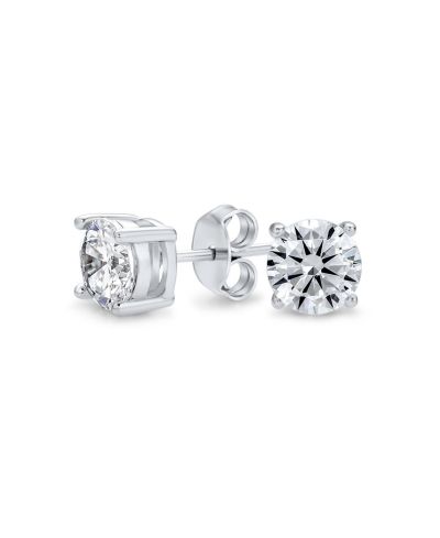 Серьги-гвоздики Bling Jewelry Round Solitaire.925 Sterling Silver