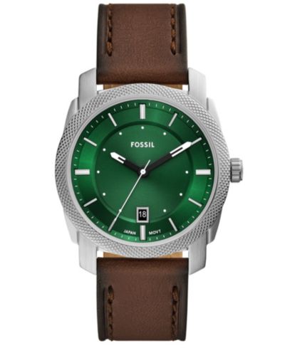 Мужские часы Fossil Machine Three-Hand Green Dial Brown Leather 42mm