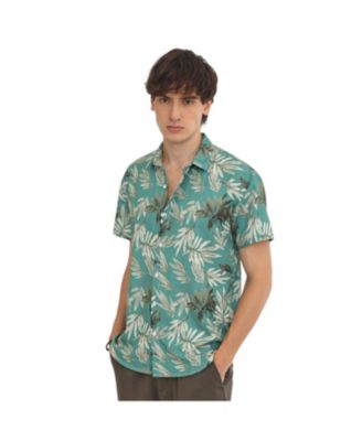 Cahoot Men's Campus Sutra Sea Green Breezy Foliage Shirt