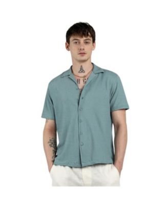 Cahoot Men's Campus Sutra Teal Green Micro Zig-Zag Shirt