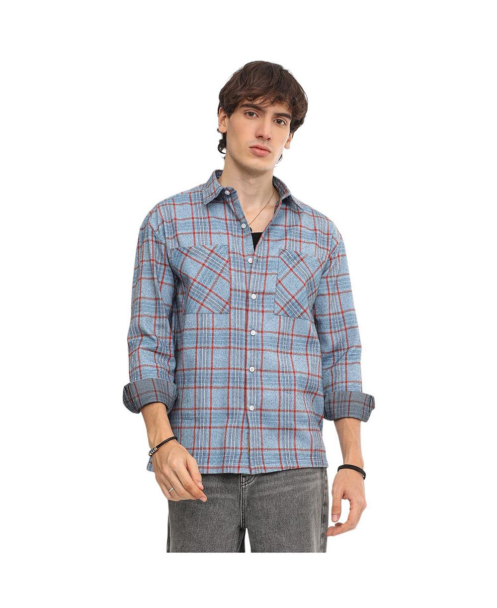 Cahoot Men's Campus Sutra Cornflower Blue Tartan Plaid Shirt