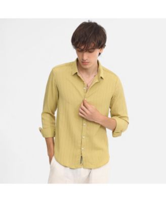 Campus Sutra Мужская рубашка Naples Yellow в полоску с самодельным дизайном