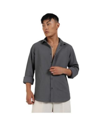 Cahoot Men's Campus Sutra Ash Grey Stripe-Creased Shirt