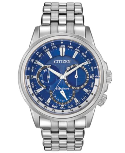 Citizen Men's Eco-Drive Calendrier Stainless Steel Bracelet Watch 44mm BU2021-51L