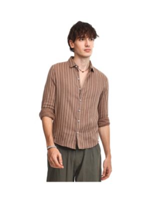 Мужская рубашка Campus Sutra Tan Brown Halo Striped