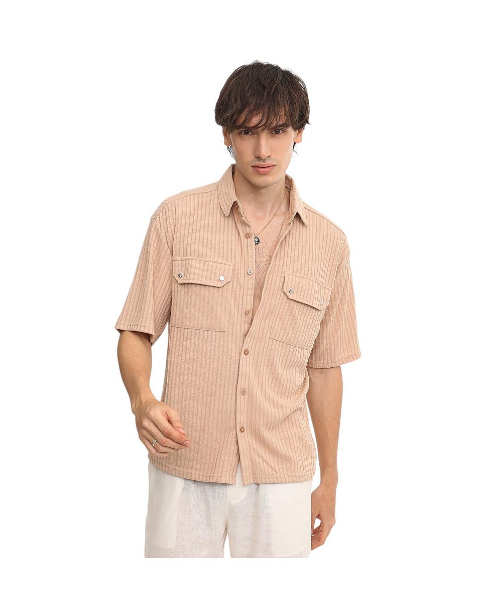 Мужская рубашка Campus Sutra Light Beige Textured Knit