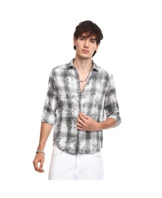Campus Sutra Men's Moon Grey Splash Check Shirt